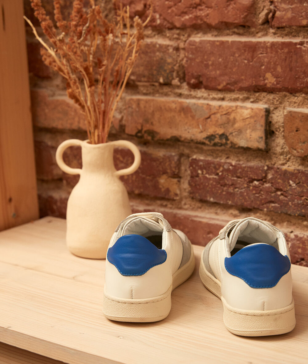 Vicky dual-material leather trainers blanc.
