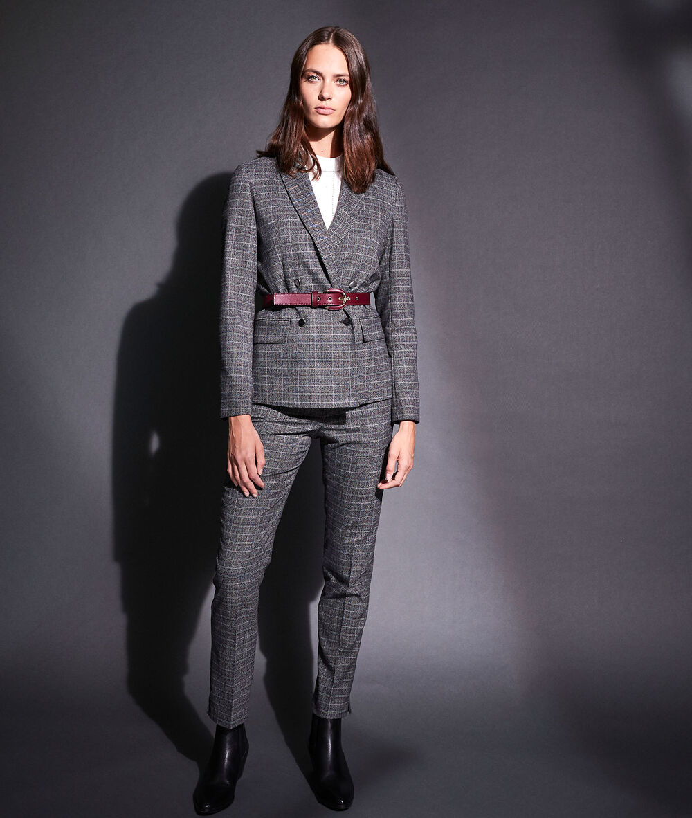Harry checked cigarette-cut trousers anthracite.