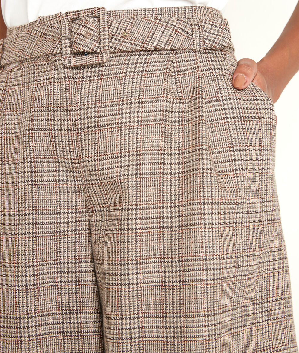 Mathis checked shorts camel clair.