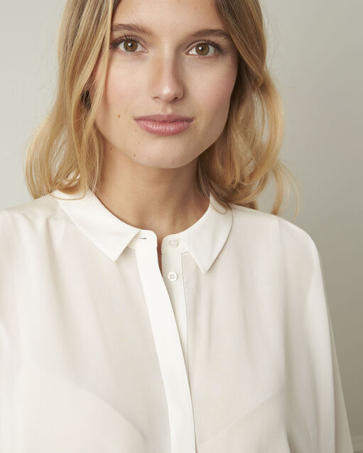 Vania ecru flared silk blouse ecru.