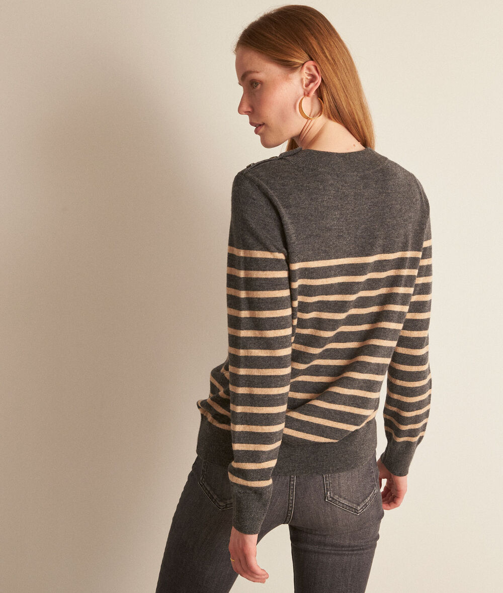 Bixente grey responsible wool and cashmere striped jumper PhotoZ | 1-2-3