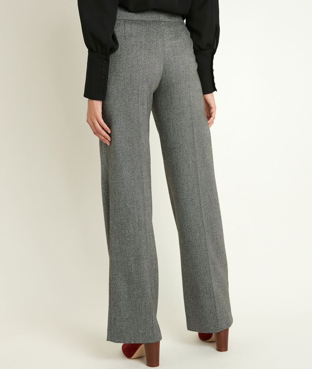 Malo wide-legged herringbone trousers gris perle.