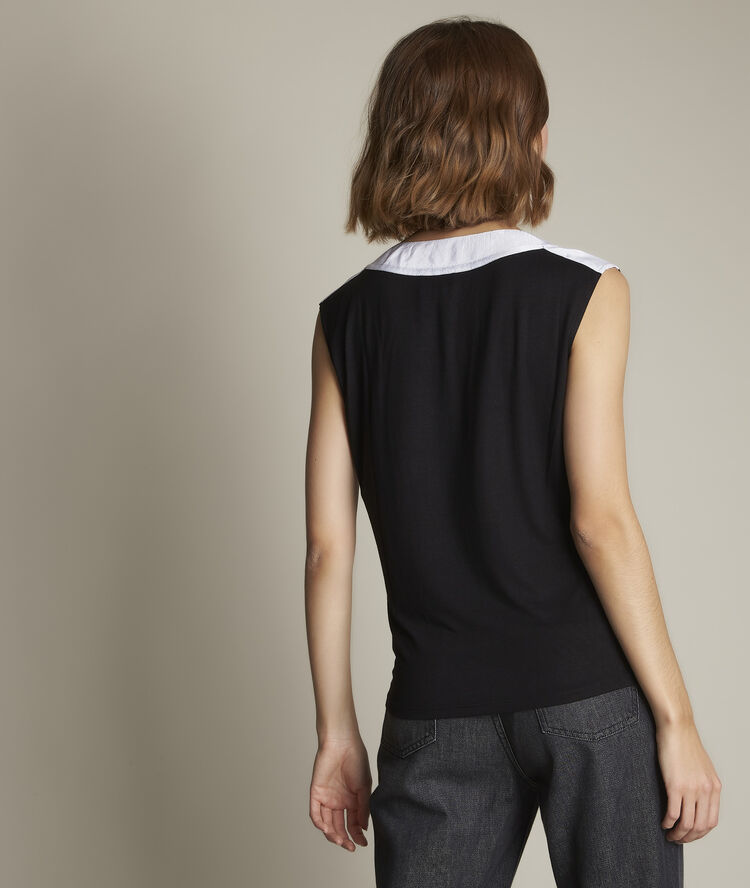 Elisa black dual-material top white.