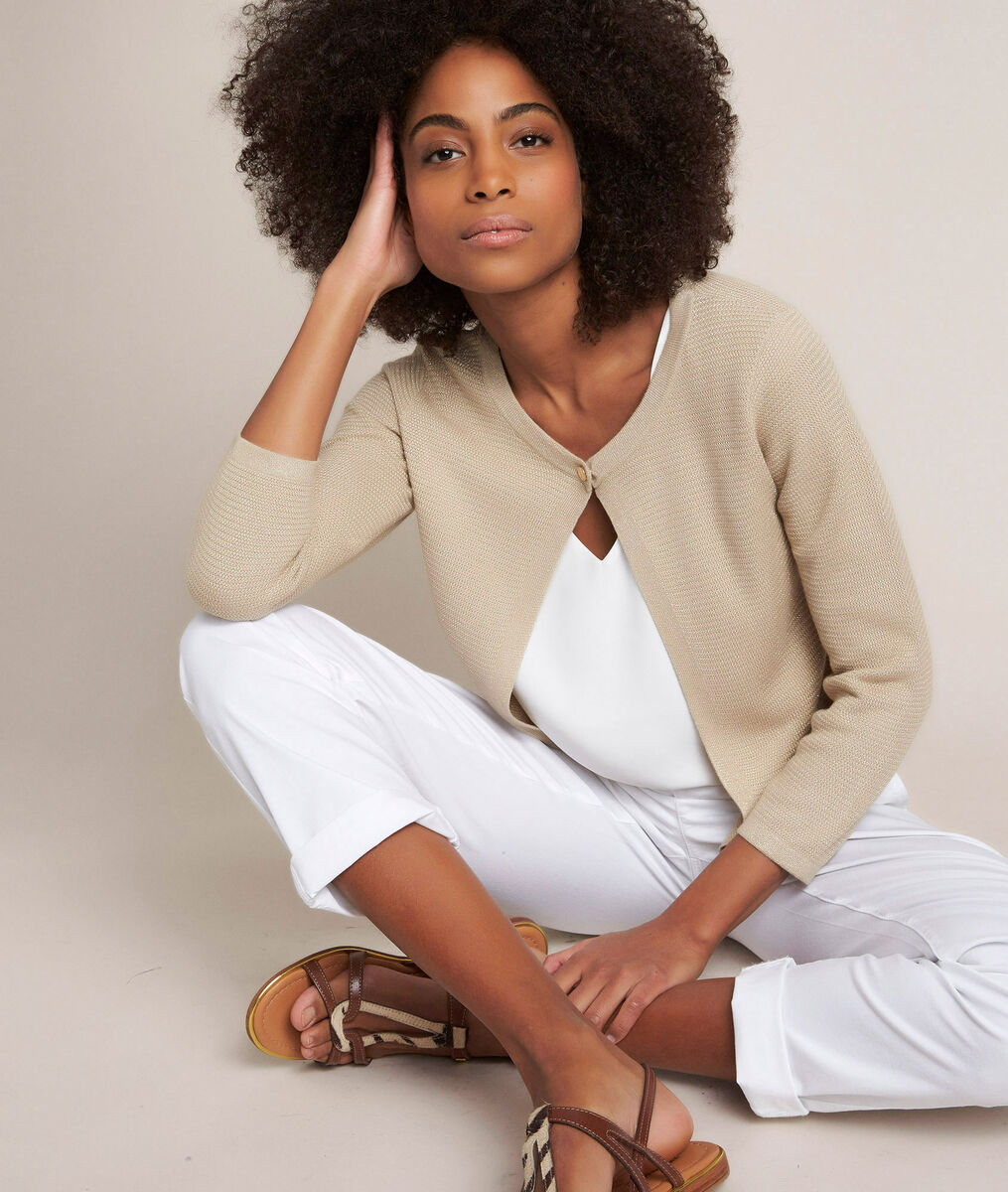 Dakota golden cropped cardigan | 1-2-3 Dakota golden cropped cardigan PhotoZ | 1-2-3