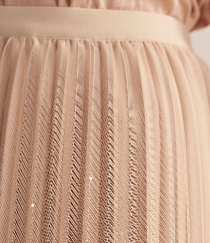 Kayla powder pink pleated tulle midi skirt PhotoZ | 1-2-3