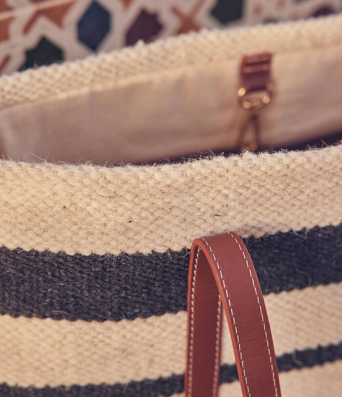 Fifi cream striped wool tote bag PhotoZ | 1-2-3