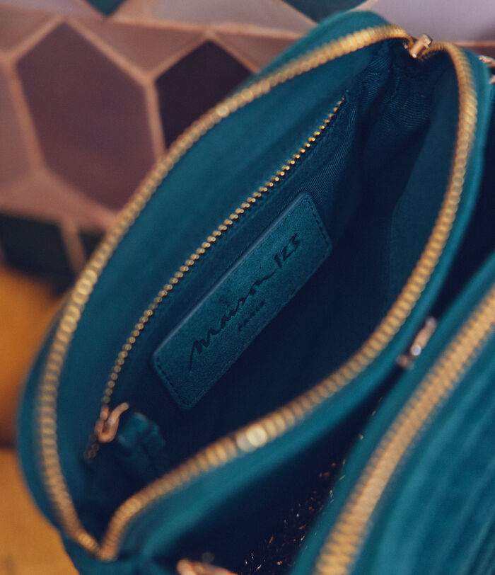 Mini sac matelassé en cuir velours bleu Flavie PhotoZ | 1-2-3