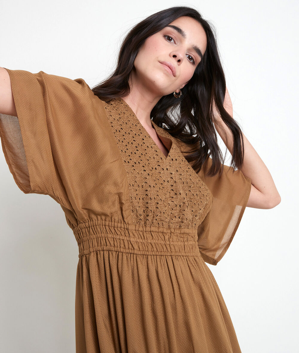 Lauretta embroidered bronze-coloured dress bronze.