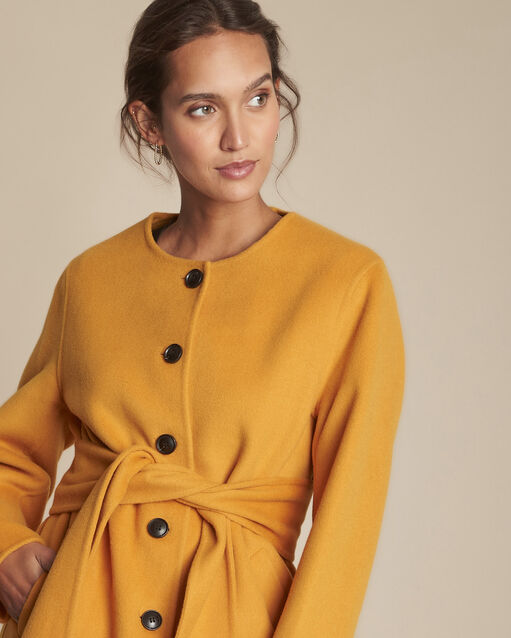 Thea yellow double-sided wool blend coat  (2) - Maison 123