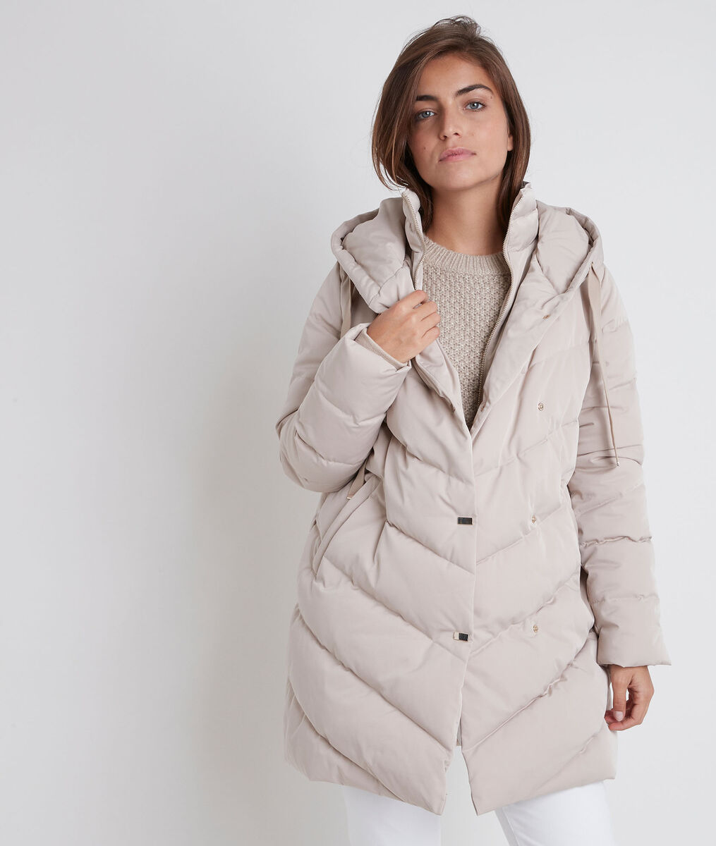 Lison beige hooded down jacket | 1-2-3 Lison beige hooded down jacket PhotoZ | 1-2-3