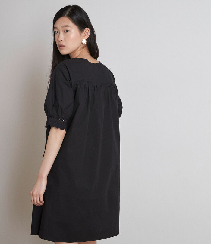 Gamila black short cotton dress PhotoZ | 1-2-3