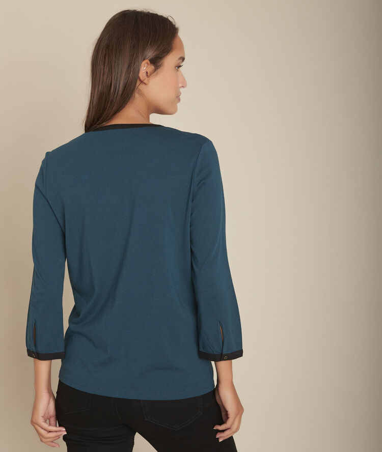 Cosmo cypress embroidered neckline t-shirt forest green.