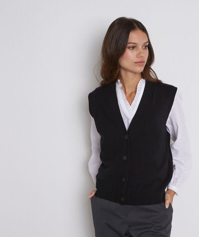 Perla black sleeveless wool cardigan PhotoZ | 1-2-3