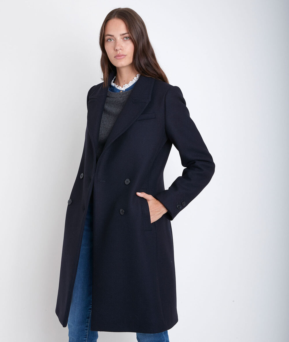 Jeff straight-cut navy coat marine.