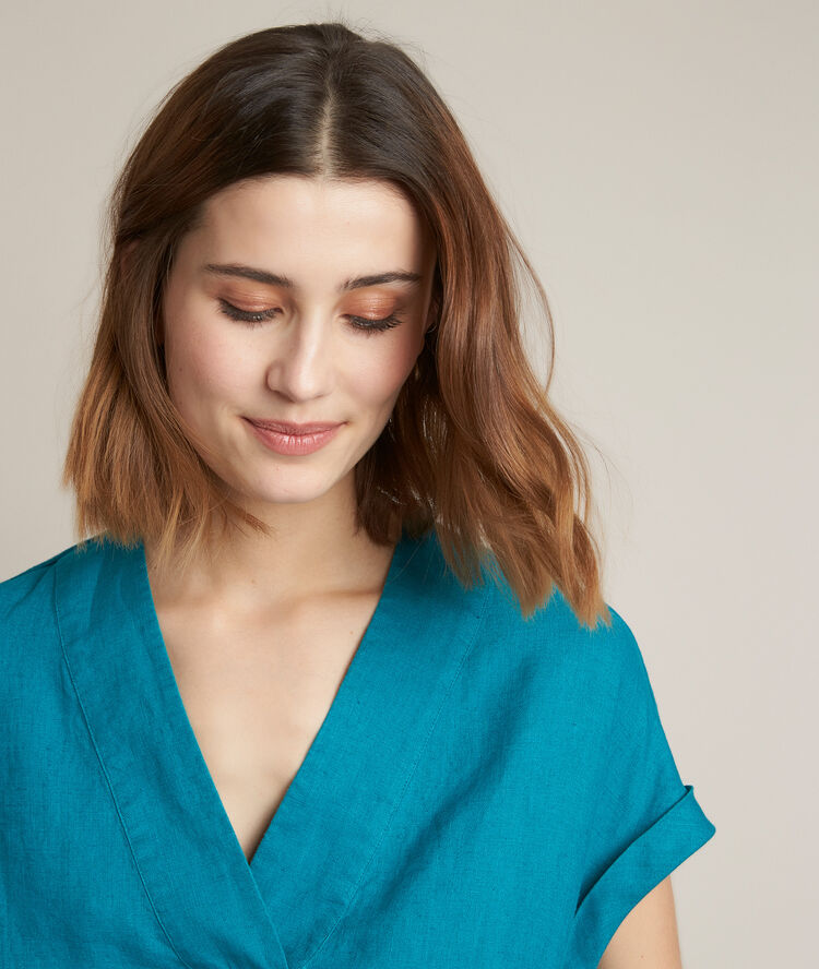 Christina green linen dress turquoise.