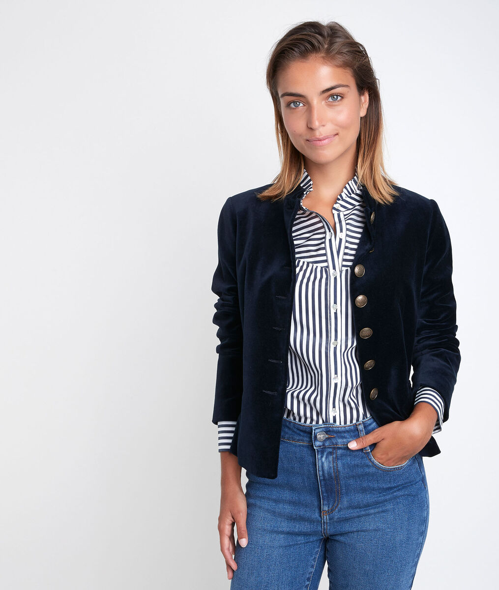 Tang navy velvet officer-style jacket | 1-2-3 Tang navy velvet officer-style jacket PhotoZ | 1-2-3