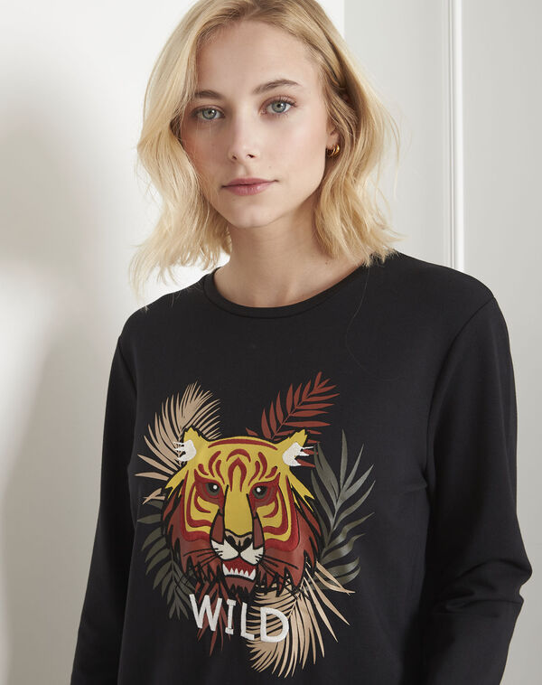 Planete black tiger print sweatshirt black.