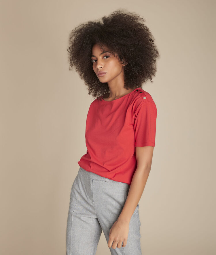 Calvi red boat neck t-shirt red.