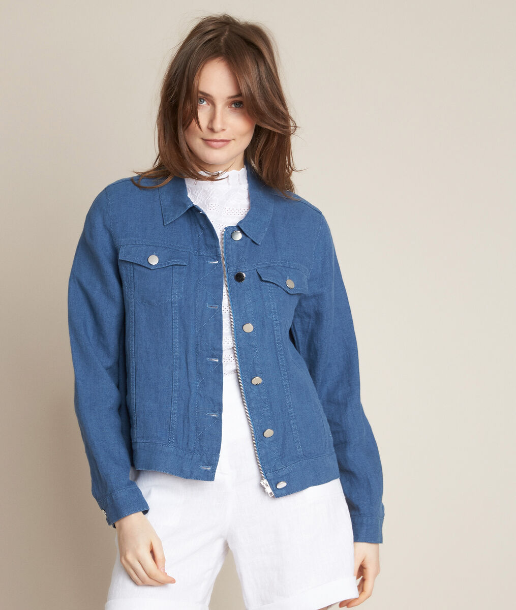 Clem indigo linen jacket | 1-2-3 Clem indigo linen jacket PhotoZ | 1-2-3