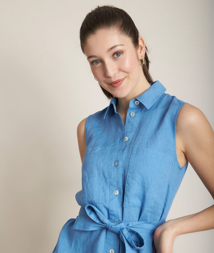 Cyrielle long belted linen dress lavendar.