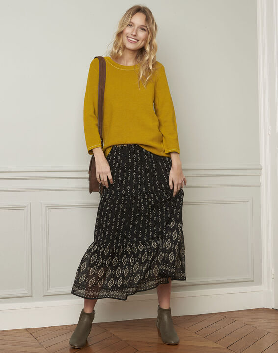 Avocado yellow pullover with buttons and lurex details | 1-2-3 Avocado yellow pullover with buttons and lurex details PhotoZ | 1-2-3