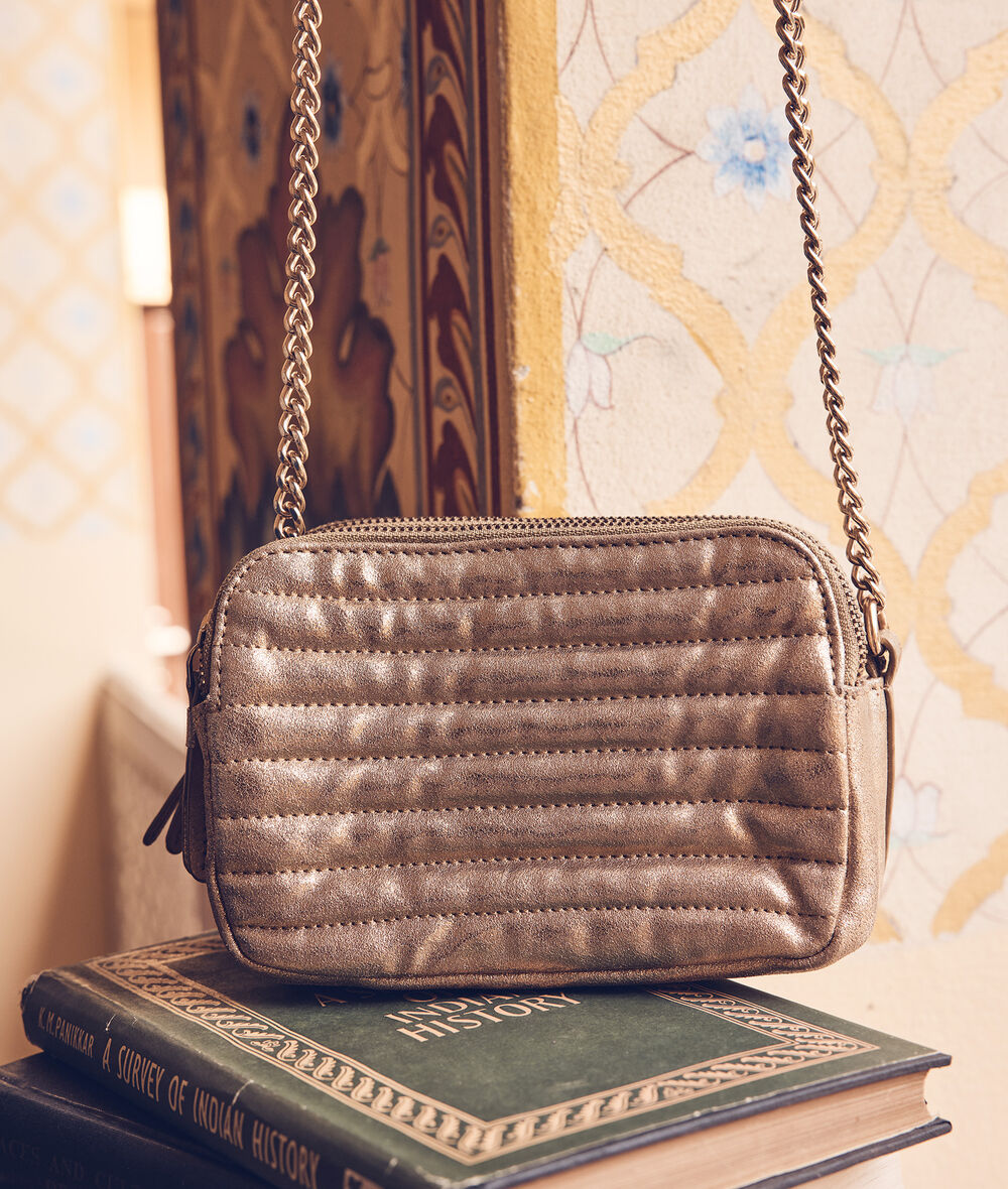 Flavie mini gold quilted leather bag PhotoZ | 1-2-3