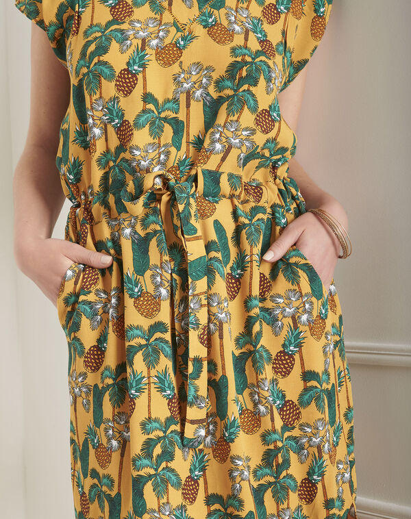Lulano yellow pineapple print dress buttercup.