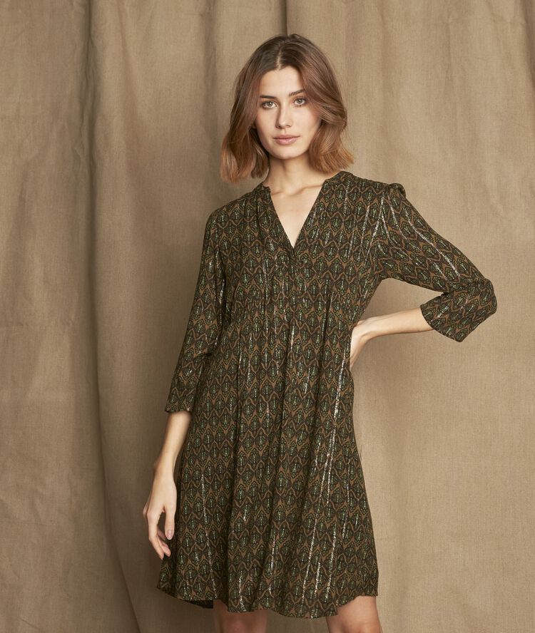 Calypso short printed dress nile green.