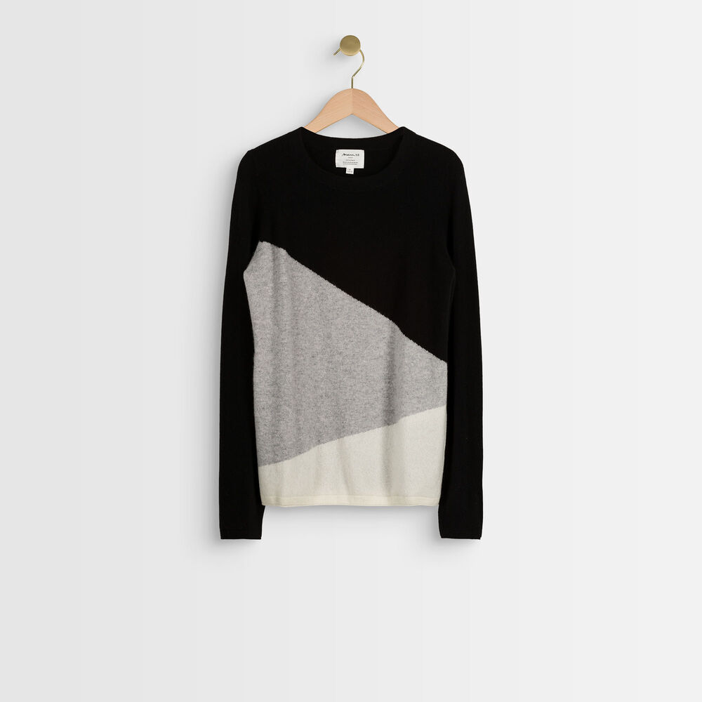 Raven colourblock cashmere pullover noir.