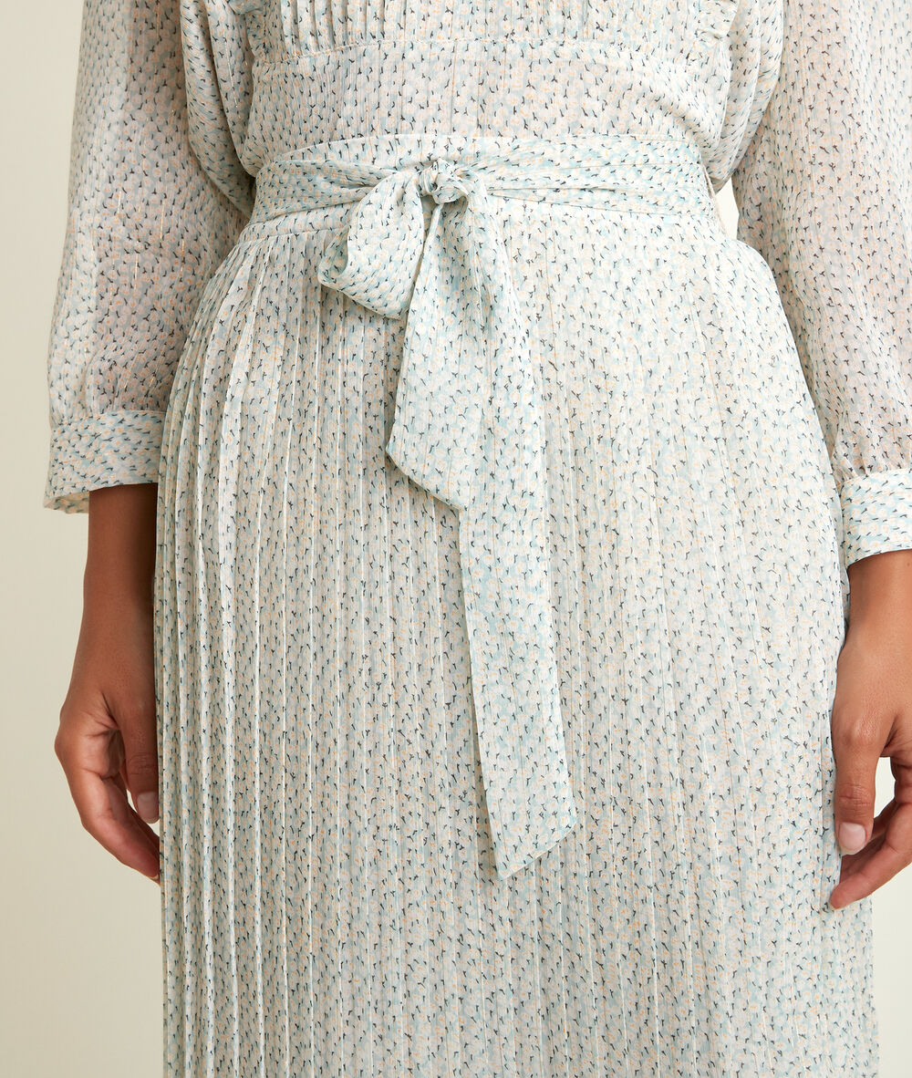 Gisèle printed pleated skirt celadon.