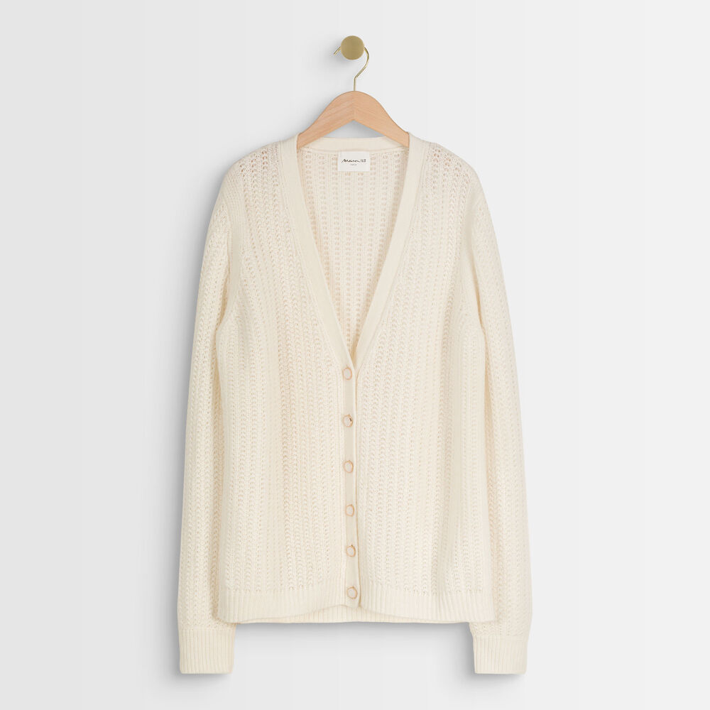 Andrea cream decorative knit cardigan creme.