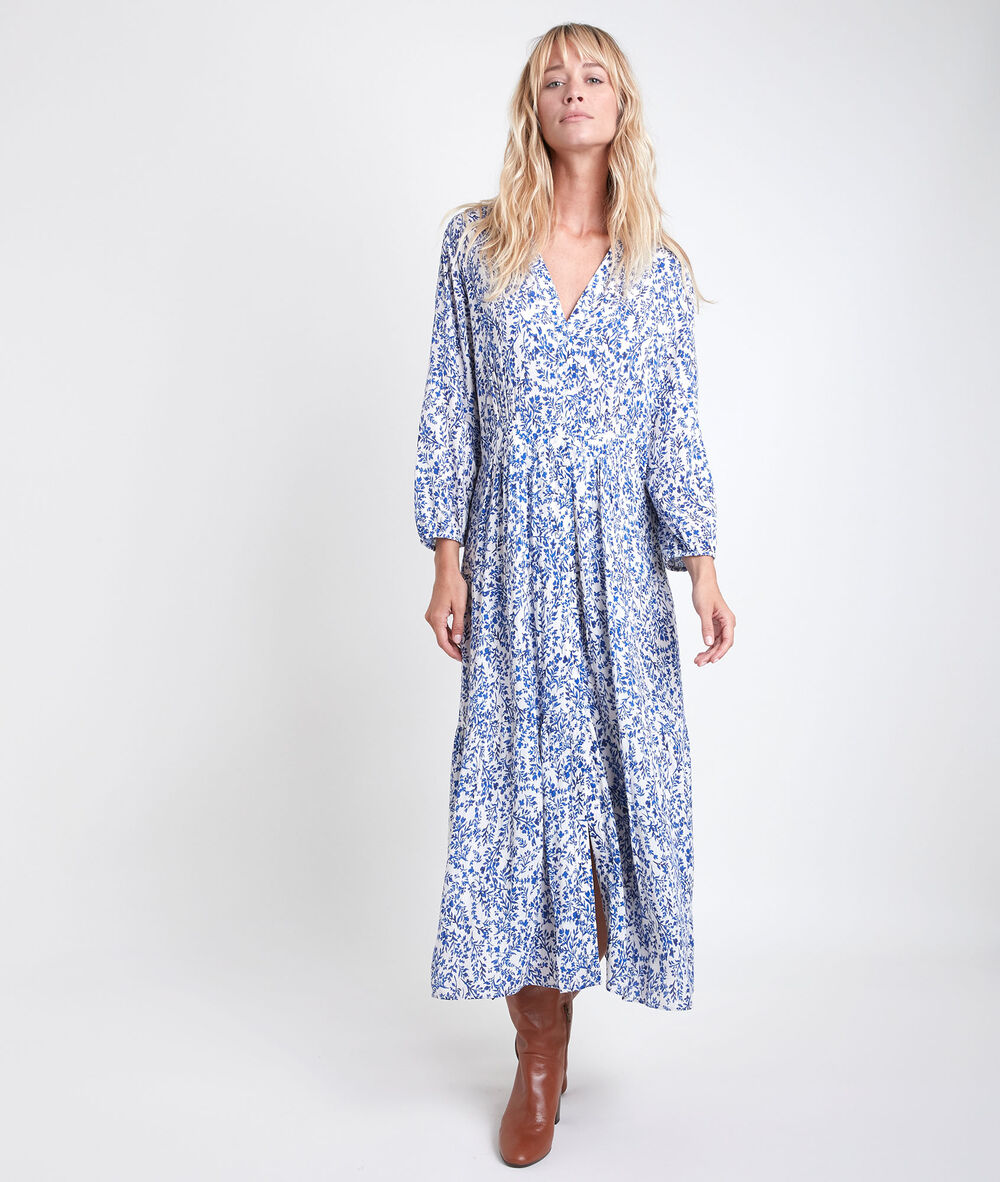 Carola printed maxi dress ecru.