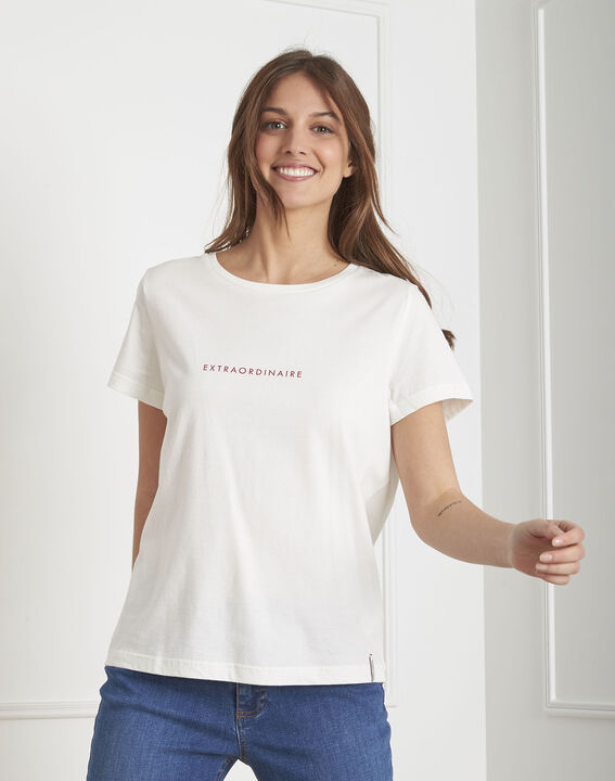 Pextra ecru organic cotton T-shirt | 1-2-3 Pextra ecru organic cotton T-shirt PhotoZ | 1-2-3