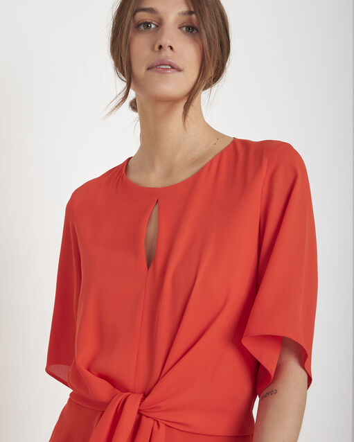 Hermine red draped dress geranium.