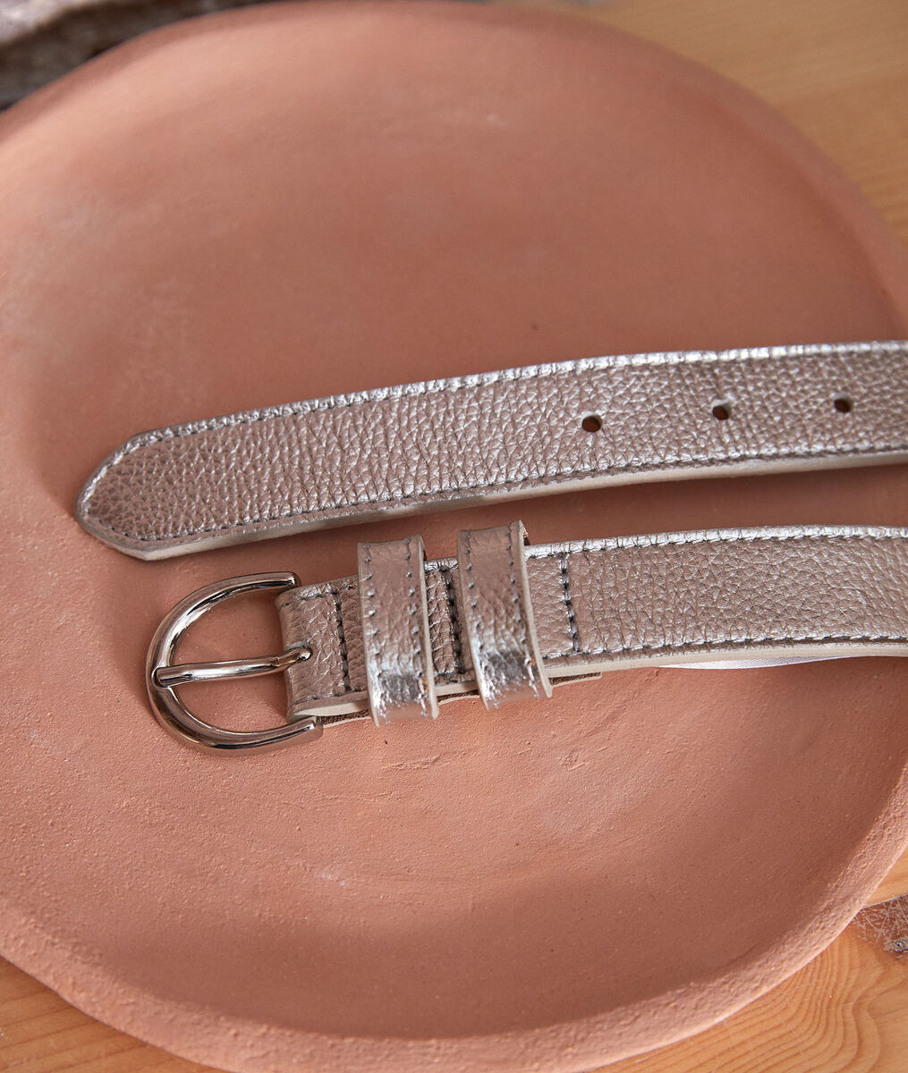 Eglantine silver-coloured leather belt | 1-2-3 Eglantine silver-coloured leather belt PhotoZ | 1-2-3