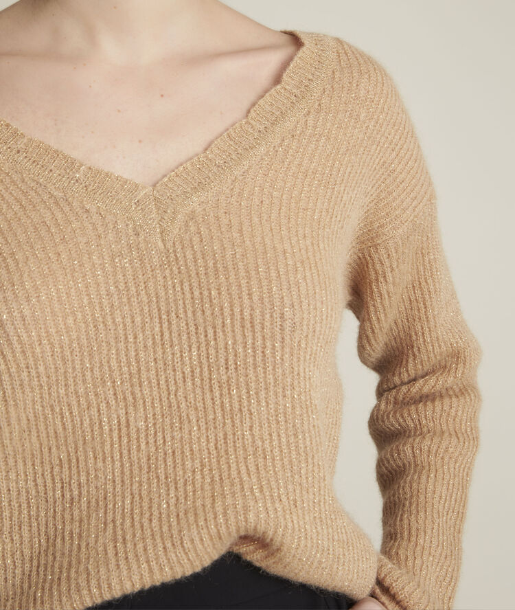Flambeur tan lurex pullover havana brown.