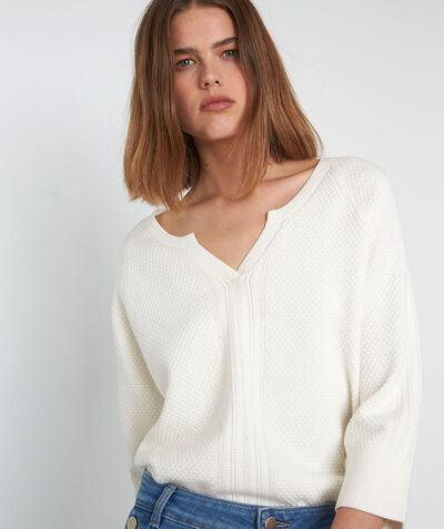 PACIFIQUE ecru textured knitted jumper  PhotoZ | 1-2-3