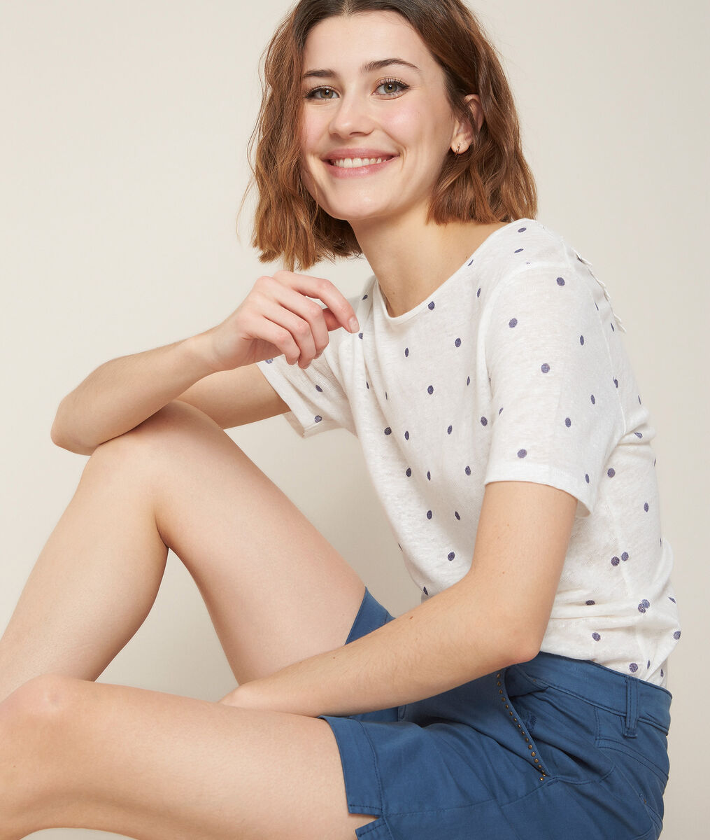 Roxane polka dot linen T-shirt | 1-2-3 Roxane polka dot linen T-shirt PhotoZ | 1-2-3