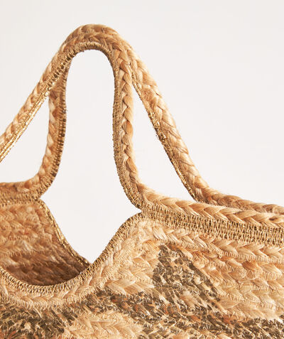 Jean basket bag with geometric gold print PhotoZ | 1-2-3