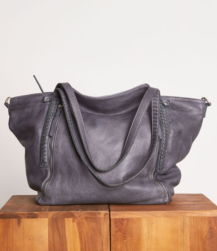 Jerry smooth anthracite leather tote bag PhotoZ | 1-2-3