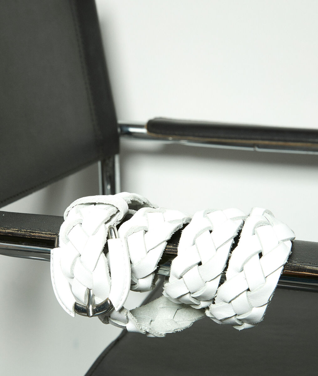 Swan white leather braid belt | 1-2-3 Swan white leather braid belt PhotoZ | 1-2-3