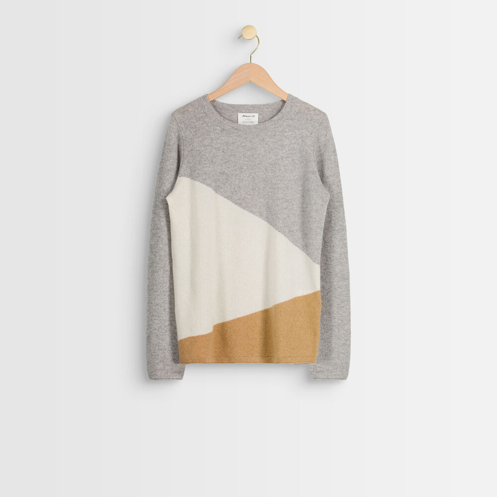 Raven colourblock cashmere pullover chine clair.