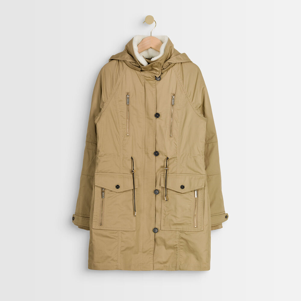 Sanae beige hooded parka beige.