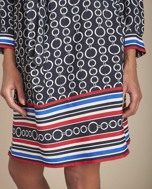 Ilissa navy printed and belted dress (2) - Maison 123