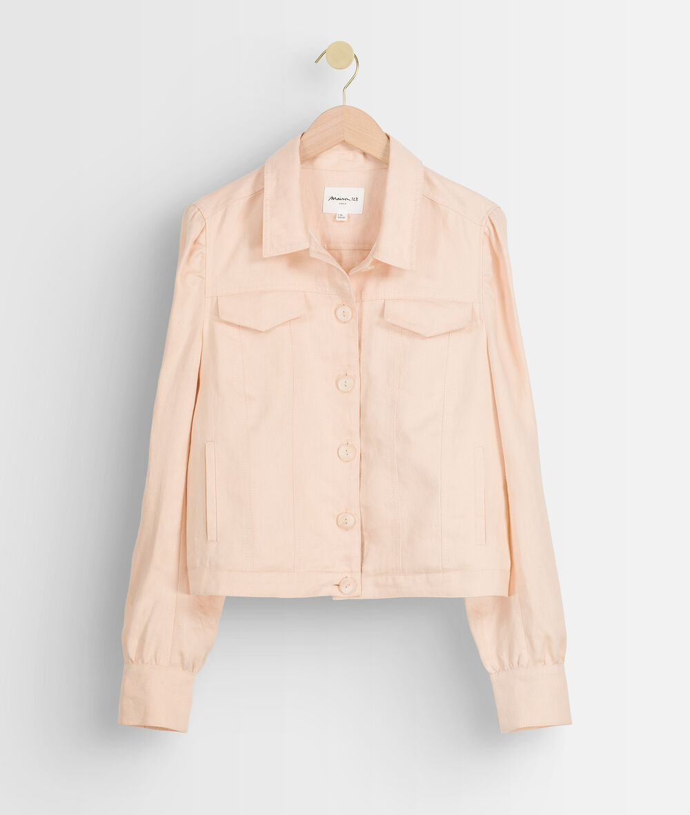 Passion peach linen jacket peche.