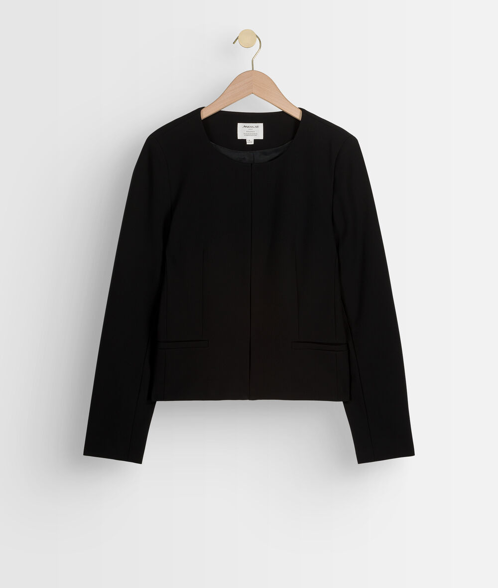 Charme black cropped tailored jacket PhotoZ | 1-2-3