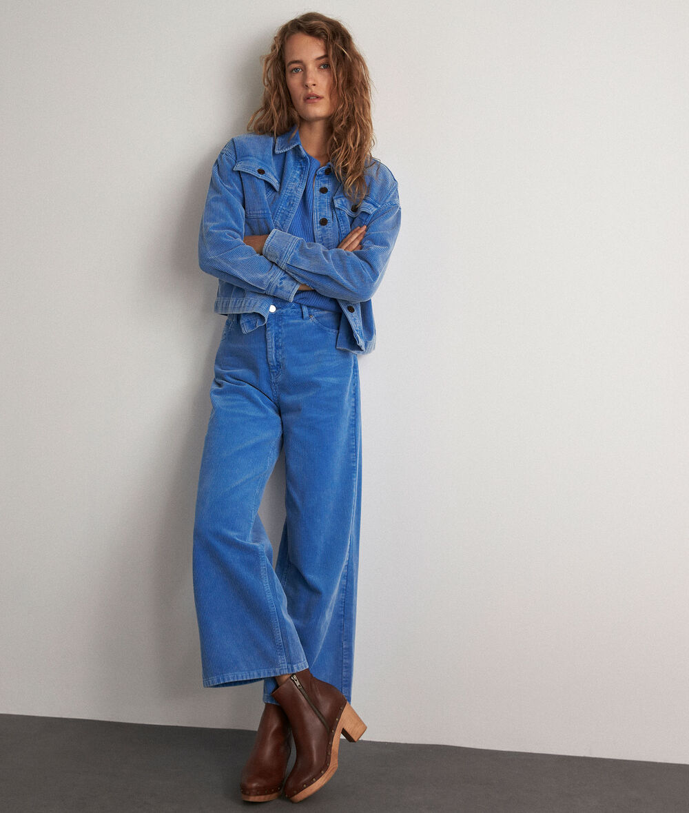Lisandre blue corduroy wide-leg trousers PhotoZ | 1-2-3