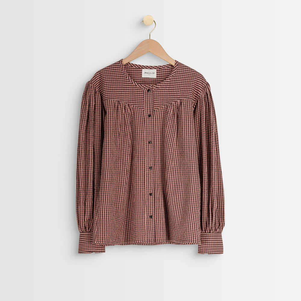 Trudy checked blouse poudre.