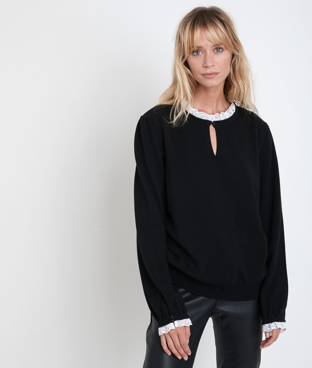 Richy pullover with decorative collar noir.
