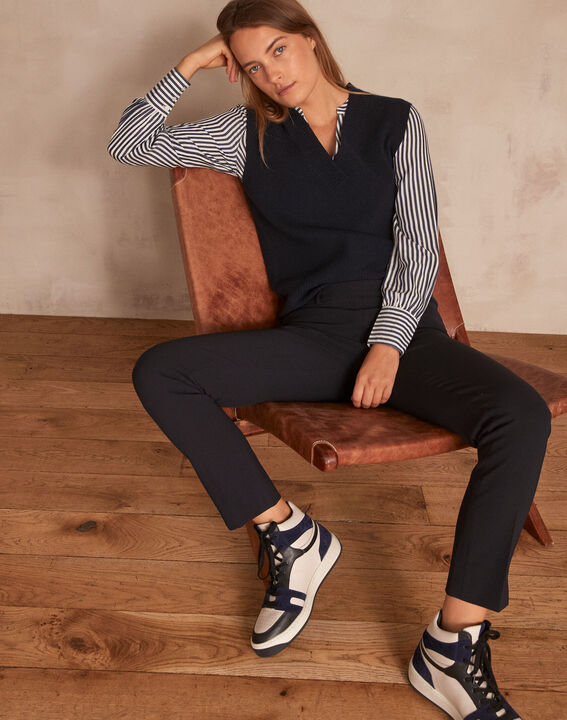 Valero navy microfibre cigarette trousers | 1-2-3 Valero navy microfibre cigarette trousers PhotoZ | 1-2-3